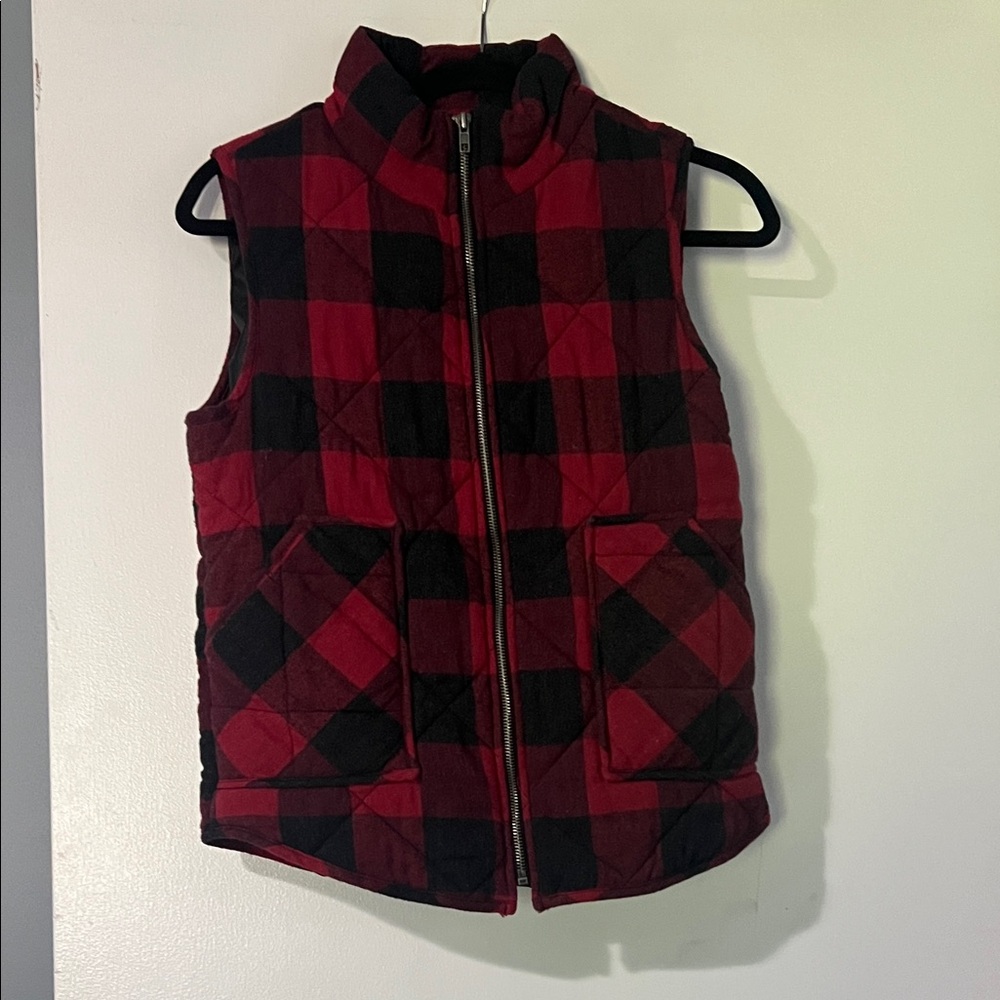 Kids Red and Black Plaid Quilted Vest